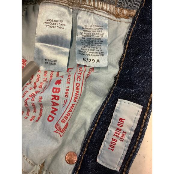 Lucky Brand Women's 8/29 Blue Dark Wash Sweet Bootcut Mid Rise Denim Jeans C5-4 - Picture 9 of 10